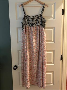 Natural Life Floral Maxi Sundress with Contrasting Floral Bodice